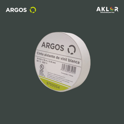 Cinta De Aislar Blanca 19mmx18m Paquete 10pza Argos 9750054 Blanco
