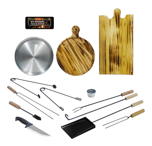 Kit Parrilla X14 Piezas Completo Asador Lechonera Set Combo