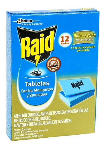 Tabletas Contra Mosquitos  Y Zancudos Raid X 12 Envio