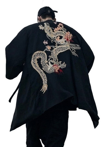 Chaqueta De Kimono Chino Bordado Dragón Yukata