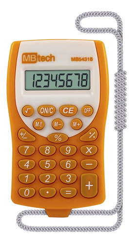 Calculadora Mbtech Portátil De Bolso Com Cordinha 8 Dígitos Cor Laranja