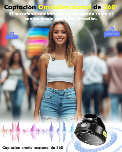Micrófono De Solapa Inalámbrico Lavalier Cancelacion Ruido Negro Omnidireccional Para Vlog, Streaming, Tiktok, Podscat