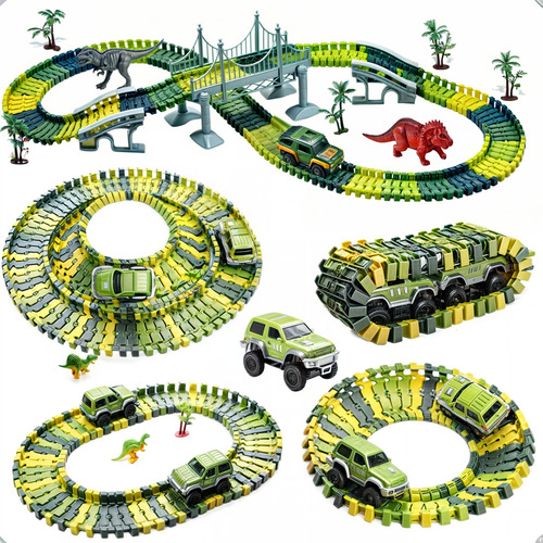 Hot Pista De Corrida Com Dinossauros E Carros Trilha 192pçs