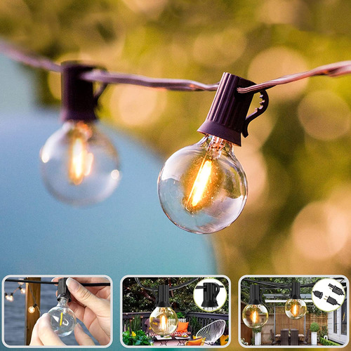 Lalapao Globe Outdoor String Lights 2pack 27ft G40 Led Patio