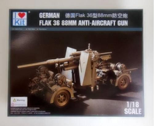 Modelo A Escala De Cañon Flak De 88 Mm Alemán Ww2 1/18