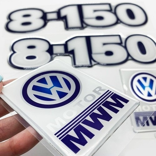 Imagem 3 de 4 de Kit Adesivos 8-150 Emblemas Caminhão Mwm Volkswagen Resinado