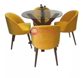 Juego De Comedor Vintage 4 Sillas Moderno