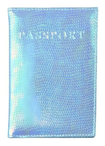 Porta Pasaporte Holográfico Brillante Azul Claro Cool Bags