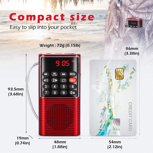 J-328 Mini Radio Fm De Bolsillo Portátil Radio Walkman...