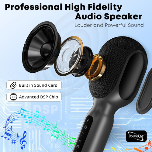 Sondtuo Wireless Bluetooth Karaoke Micrófono, Micrófono Port