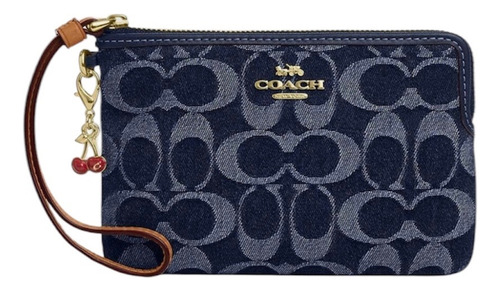 Muñequera Wristlet Coach Monogram Signature Y Color Denim