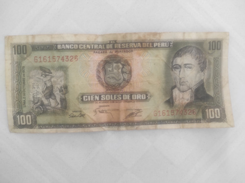 Billete De Perú 100 Soles De Oro Año 1975
