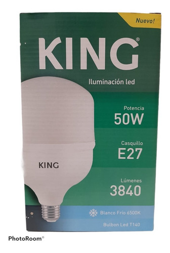 King Lampara Led Bulbo T140 - Blanco Frío 50w E27 6500k