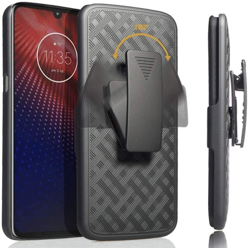 Funda Para Motorola Moto Z4, Negro/soporte/delgada/rigida