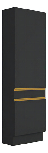 Paneleiro 2 Portas 62cm Com Rodapé Veneza Multimóveis V2121 Cor Preto/dourado