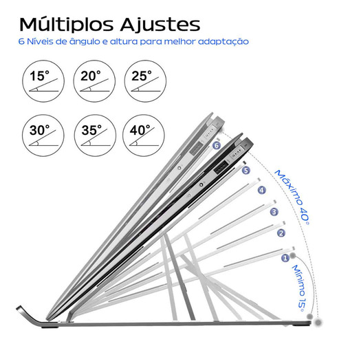 Base Suporte Notebook Laptop Ergonômico Mesa Metal Universal