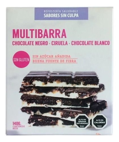Multibarra Chocolate Negro Blanco Ciruela Sabores Sin Culpa