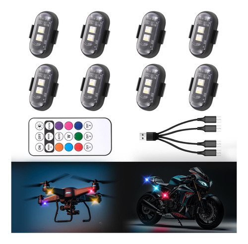 8 Piezas De Luz Estroboscópica Led Inalámbrica Con Control 8