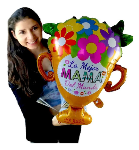 12 Globos Gigante Dia De La Madre Mama Trofeo Helio Sin Vara