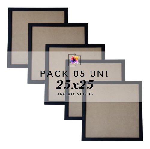 Marco De Foto Madera, 25x25, Pack 05 Uds, Color Negro 