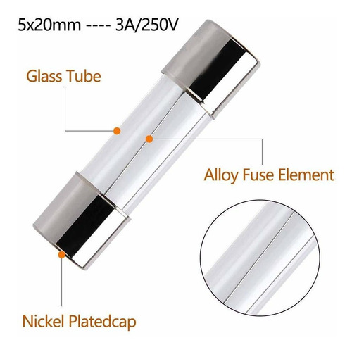 182 Pcs Fast-blow Tubo 250v Glass Fuse - 0.2a 0.5a 1a 2a 3a