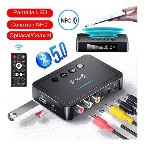 . Receptor Transmisor De Audio Bluetooth 5.0 Nfc Con Cable
