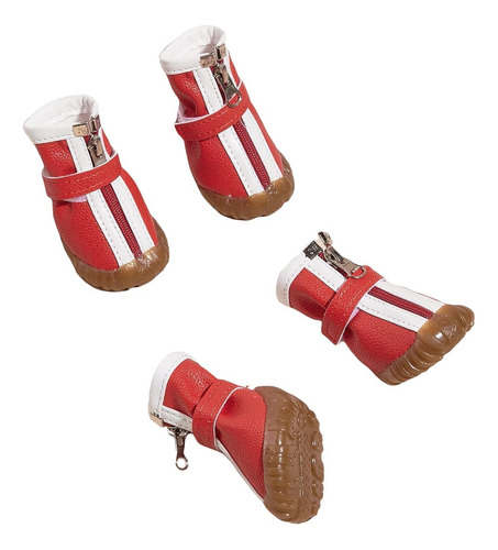 Qwinee 4pcs Pu Zapatos De Cuero Para Perros Calcetines Para 