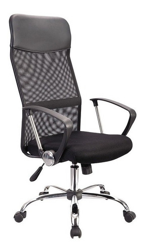 Imagen 1 de 1 de Silla de escritorio Muebles Web ejecutivo de escritorio en malla mesh  negra con tapizado de mesh y cuero sintético