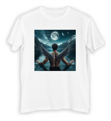 Remera Niño Angel Nadando Tatuaje Alas Luna Montaña