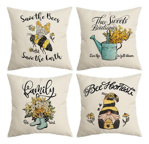 Fundas De Cojín Decorativas N Honeybees Para Sofá Cama