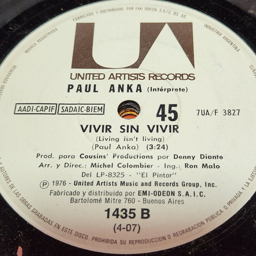 Simple Paul Anka 1435 United Artists Records C11