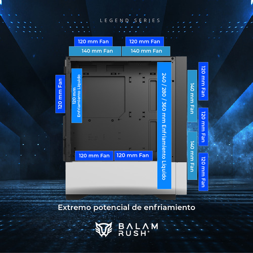 Gabinete Balam Rush Nitrox Aircool 5500cbw 3fan 1/2torre N/b