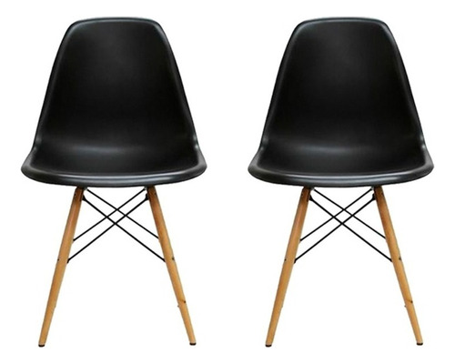 Sillas Para Comedor Eames Modernas Minimalistas Set De 2 Color de la estructura de la silla Negro