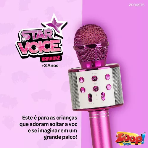 Microfone Karaokê Infantil - Show - Rosa - Toyng