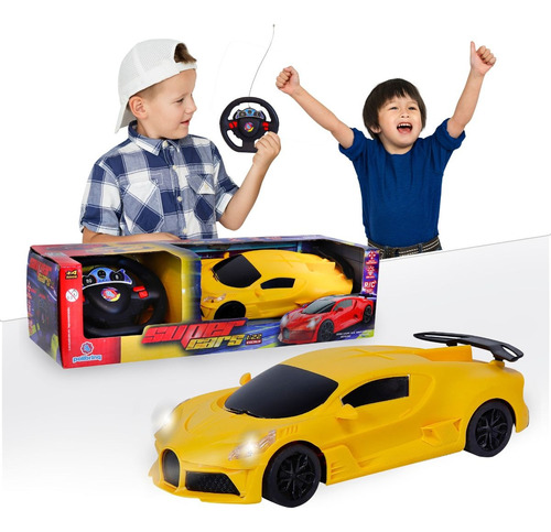 Carrinho De Controle Remoto Brinquedo Super Cars Polibrinq Cor Amarelo