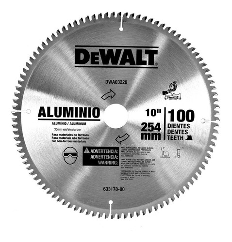 Disco De Sierra 10 PuLG 100t Para Aluminio Dwa03220  Dewalt