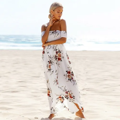 Vestido Longo Branco Vermel Sa da De Praia Casual Moda Praia