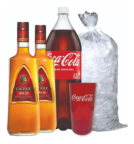 2 Ron Cacique Añejo Golden 750ml + Refresco Coca-cola 2l 