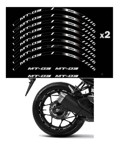 Kit Adesivo Friso Refletivo Roda Moto Yamaha Mt 03 Fri48