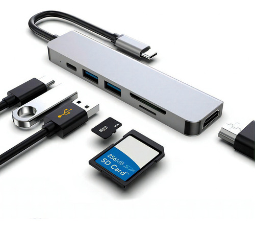 Hub Adaptador 6 Em 1 Samsung Tab S6 E S7 Modo Dex 4k +usb C