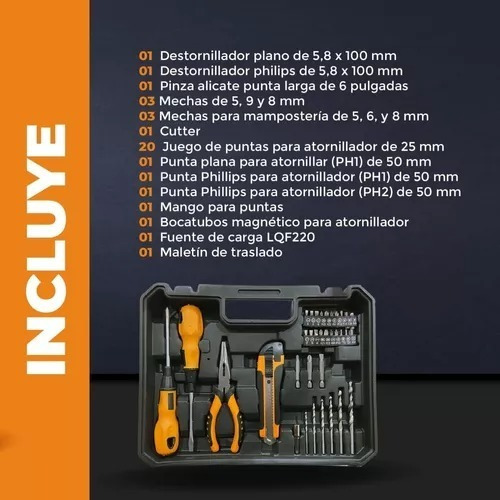 Imagen 4 de 10 de Taladro Atornillador Inalámbrico 12v Lusqtoff C/maletín+acce