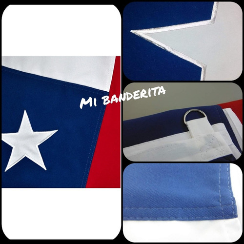 Bandera Chilena 60x90 Estrella Bordada Costuras Reforzadas