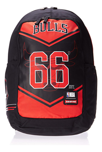 Mochila Masculina E Feminina Nba Magic Chicago Bulls Preta e Vermelha 24,24 Litros Sestini