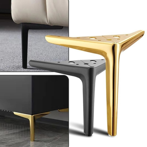Imagen 4 de 10 de Pack 4 Patas Metálicas Doradas Para Muebles Y Sofás