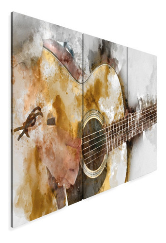 Quadro Decorativo 120x60 Sala Quarto Violão Pintura Aquarela