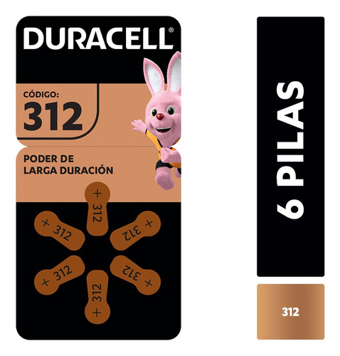Pila Para Audífonos Duracell Tamaño 312 X6 Unidades