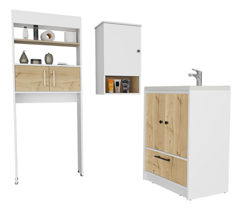 Mueble  Lavama + Mueble Optimi + Mueble Boti - Blanco/duna