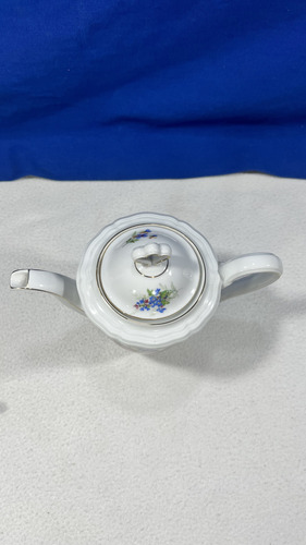 Cafetera Tetera En Porcelana Germany Floreada Blanco Flores (Usado)