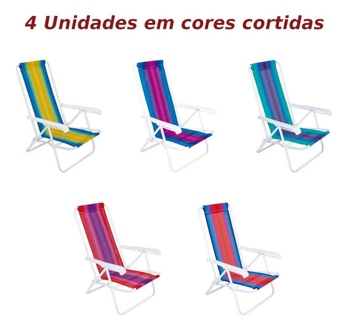 Kit Carrinho Com Avanço + 4 Cadeiras Reclináveis 4 Posições
