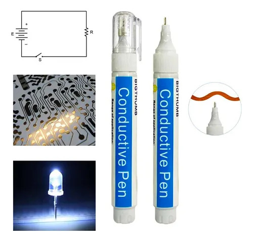 Boligrafo De Tinta Conductiva Electrica Circuito Plata 3gr